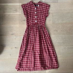 Christy Dawn Size XS Piper Dress in Red/Burgundy Linen